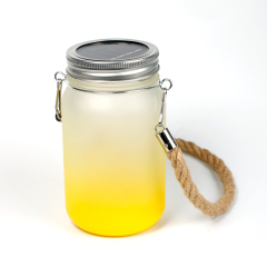 Colorful Sublimation Glass Mason Garden Lamp With Hemp Rope Handle