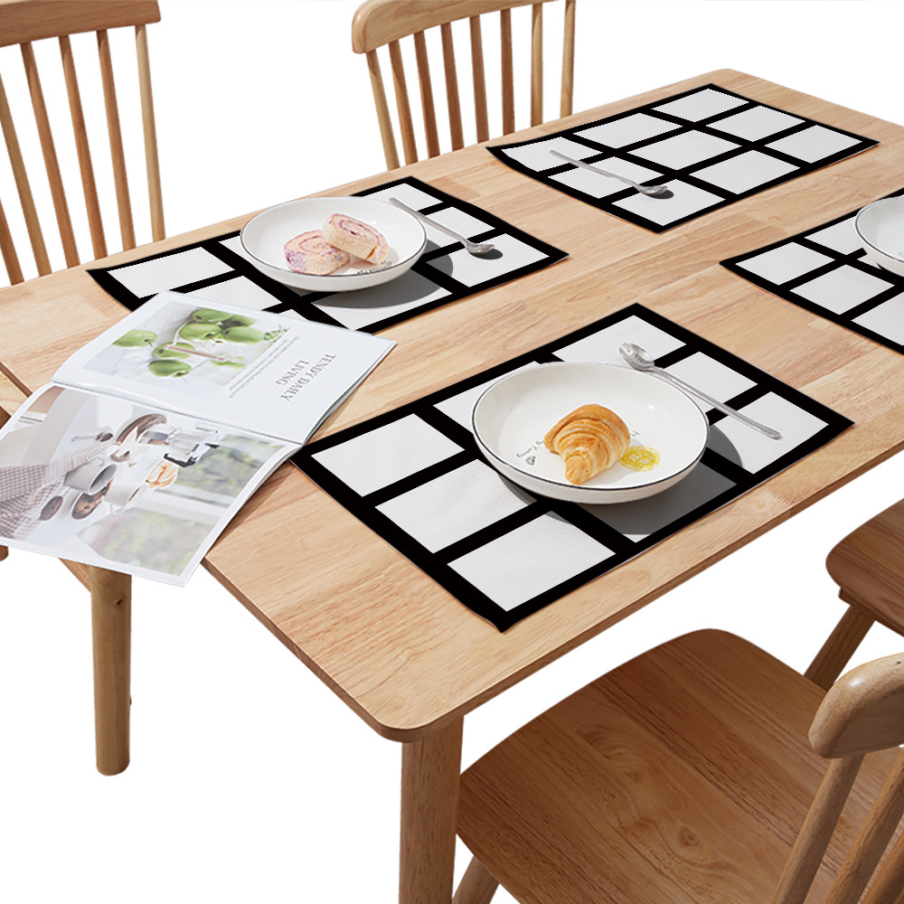 Sublimation Cotton Linen Square Grid Table Mat Decoration Placemat 30*30CM, 30*45CM