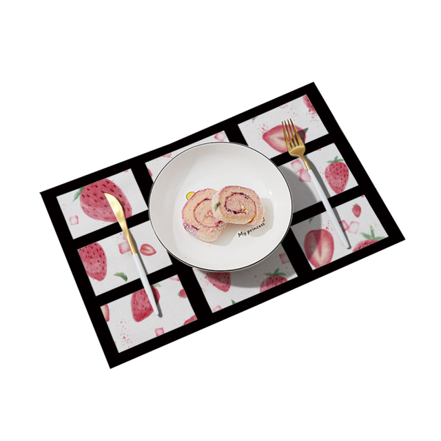 Sublimation Cotton And Linen Rectangular Square Grid Table Mat Decoration Placemat