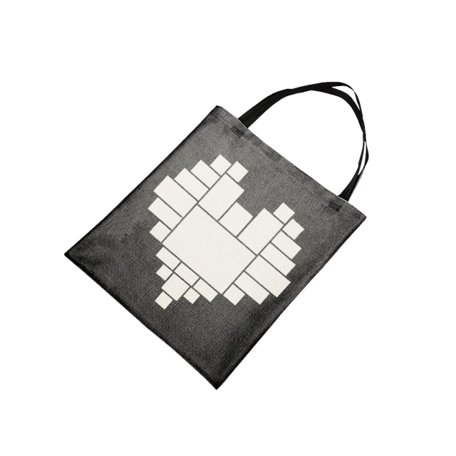 Sublimation Big Sizes Heart-shaped Square Grid Cotton Linen Shopping Bag Tote Bag