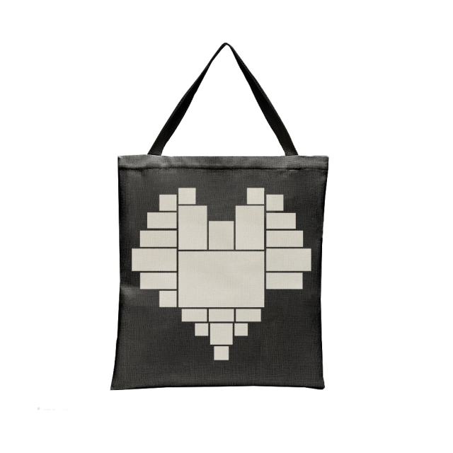 Sublimation Big Sizes Heart-shaped Square Grid Cotton Linen Shopping Bag Tote Bag