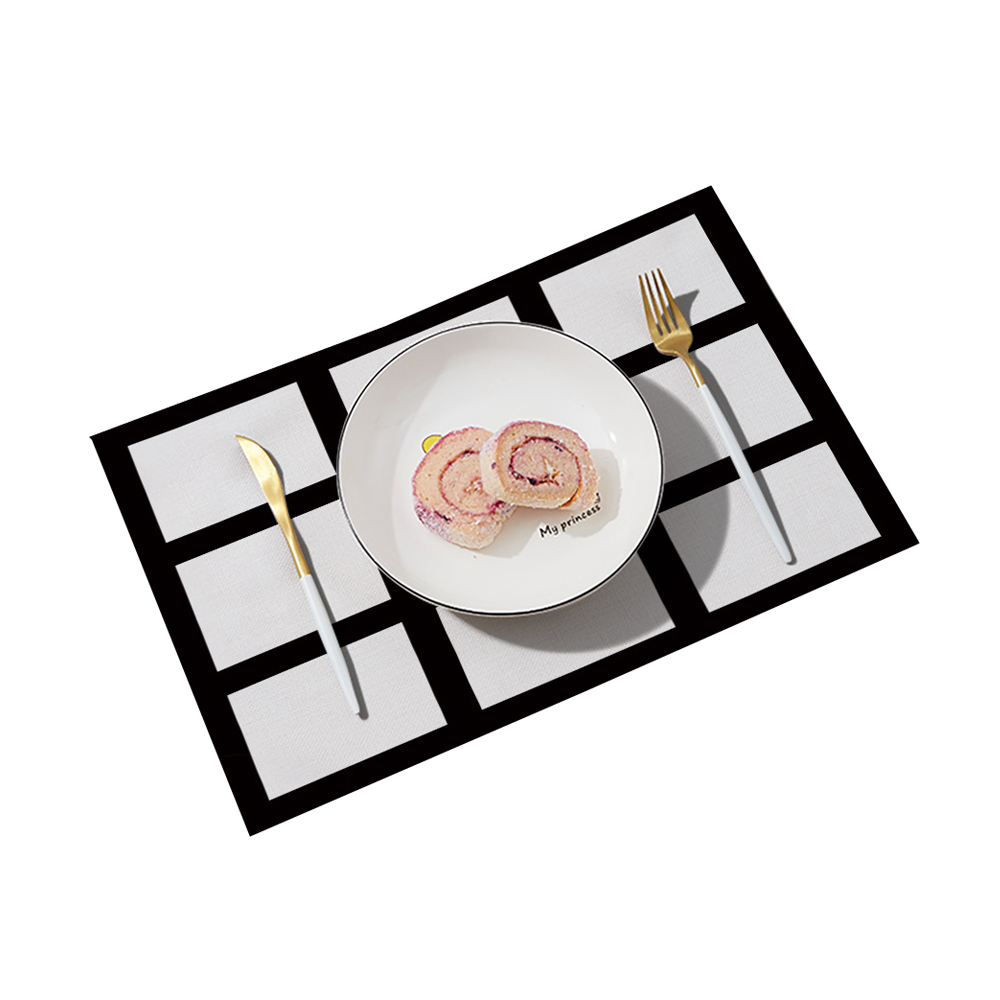Sublimation Cotton Linen Square Grid Table Mat Decoration Placemat 30*30CM, 30*45CM