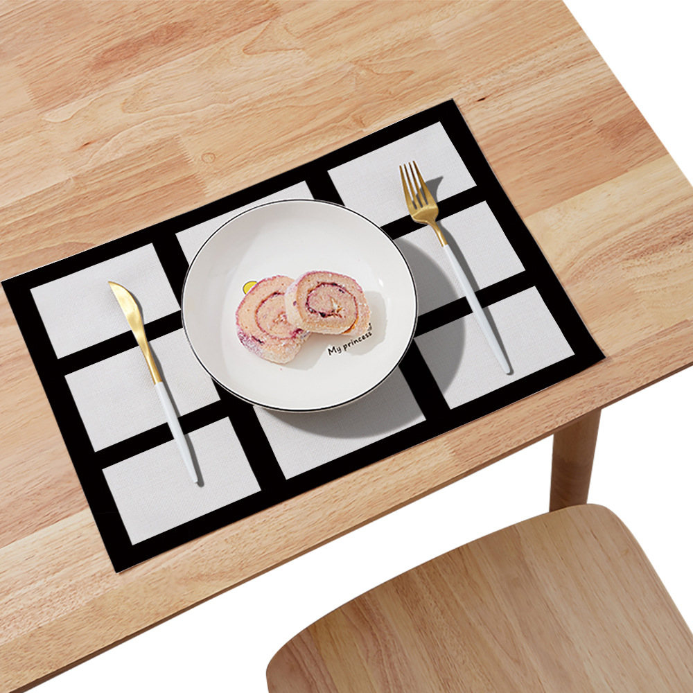 Sublimation Cotton Linen Square Grid Table Mat Decoration Placemat 30*30CM, 30*45CM
