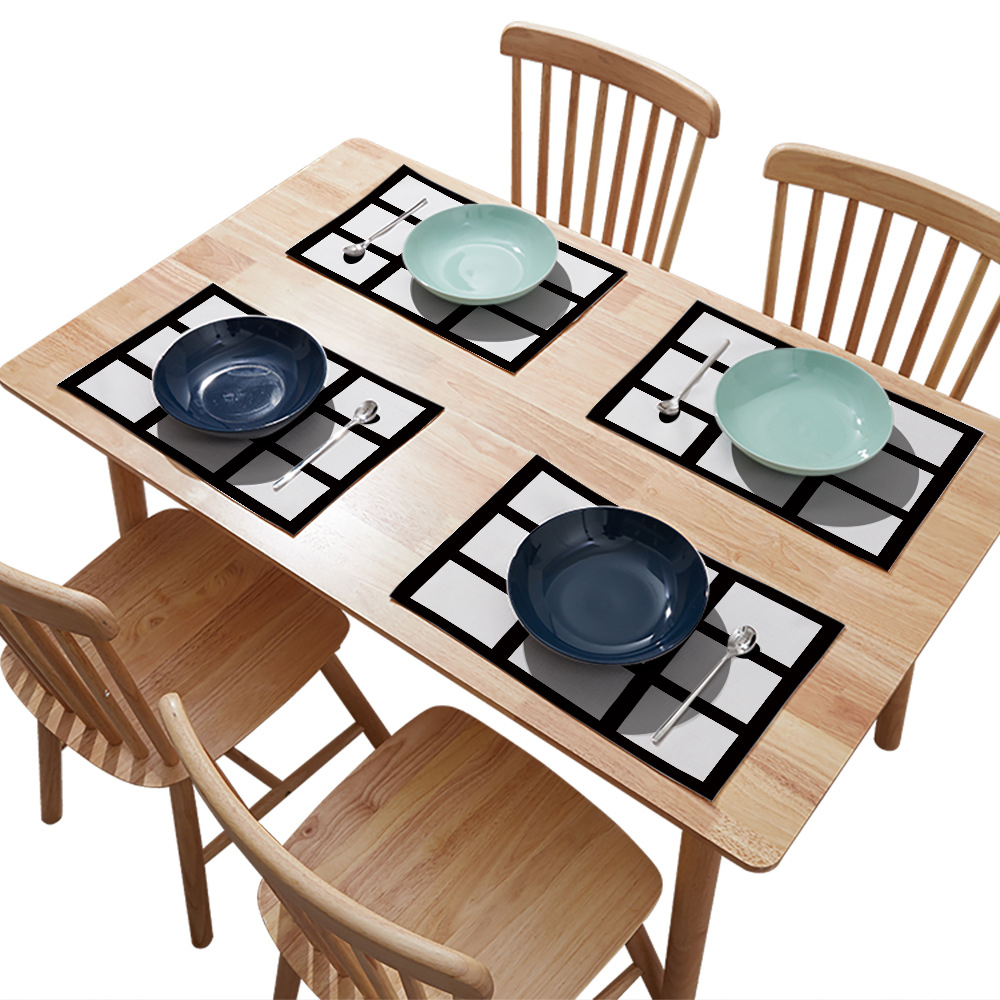 Sublimation Cotton Linen Square Grid Table Mat Decoration Placemat 30*30CM, 30*45CM