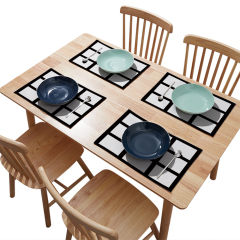 Sublimation Cotton Linene Square Grid Table Mat Decoration Placemat 30*30CM