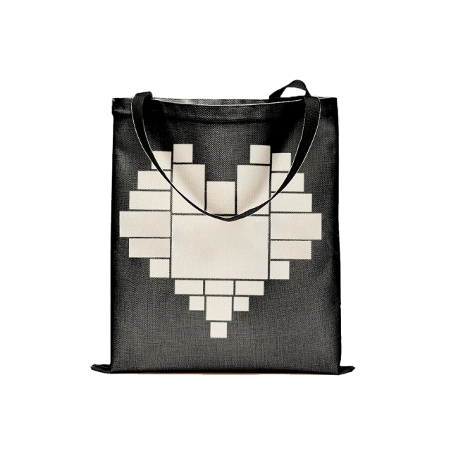 Sublimation Big Sizes Heart-shaped Square Grid Cotton Linen Shopping Bag Tote Bag