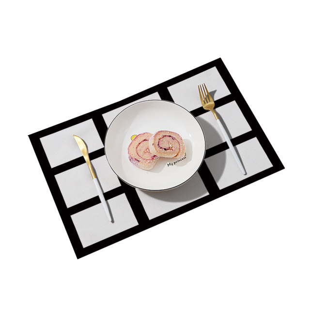 Sublimation Cotton And Linen Rectangular Square Grid Table Mat Decoration Placemat