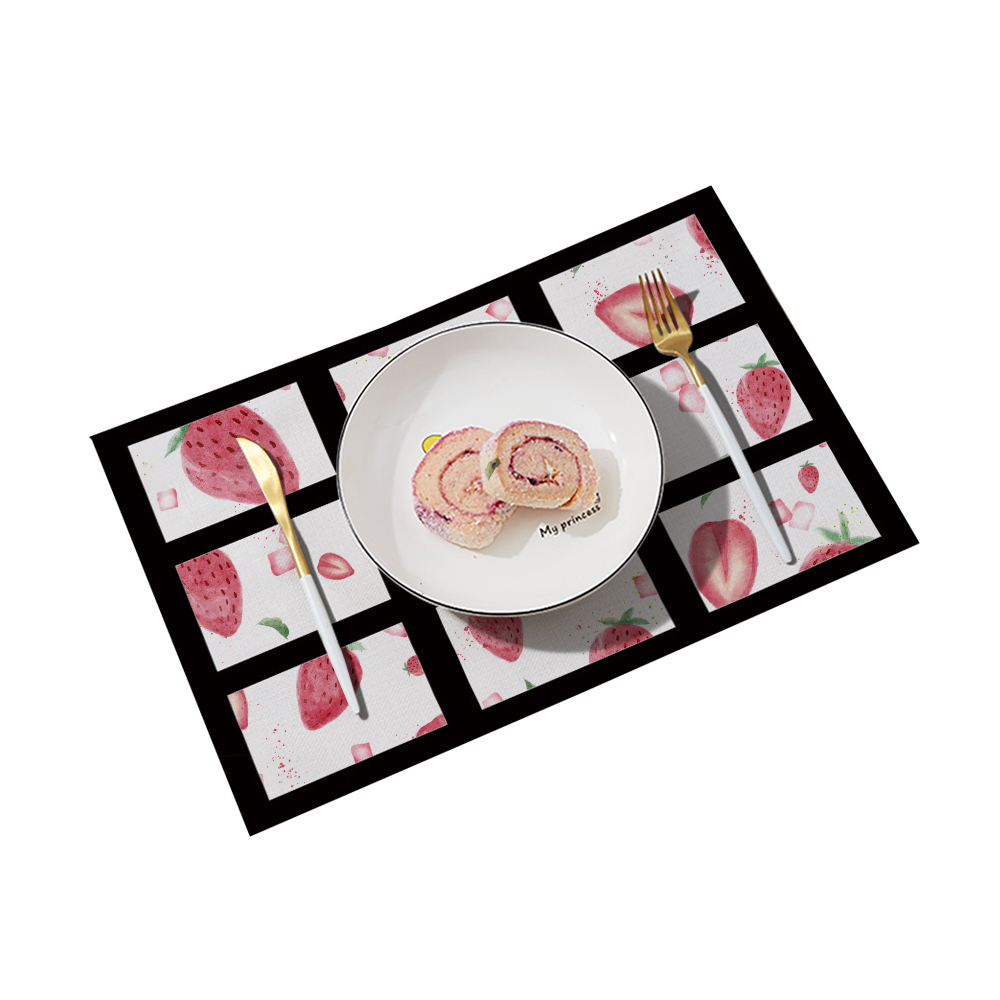 Sublimation Cotton Linen Square Grid Table Mat Decoration Placemat 30*30CM, 30*45CM