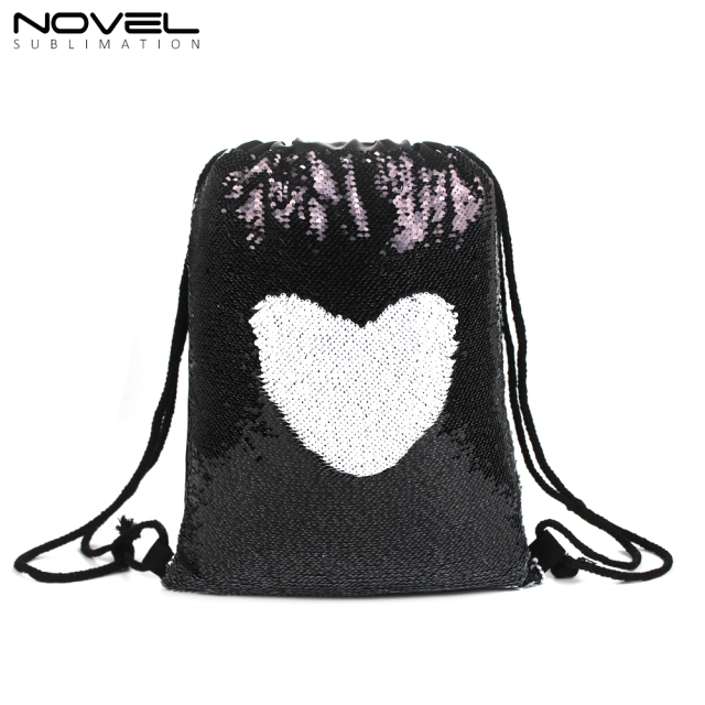 Sublimation Magic Sequin Drawstring Backpack Glitter Sport Bag