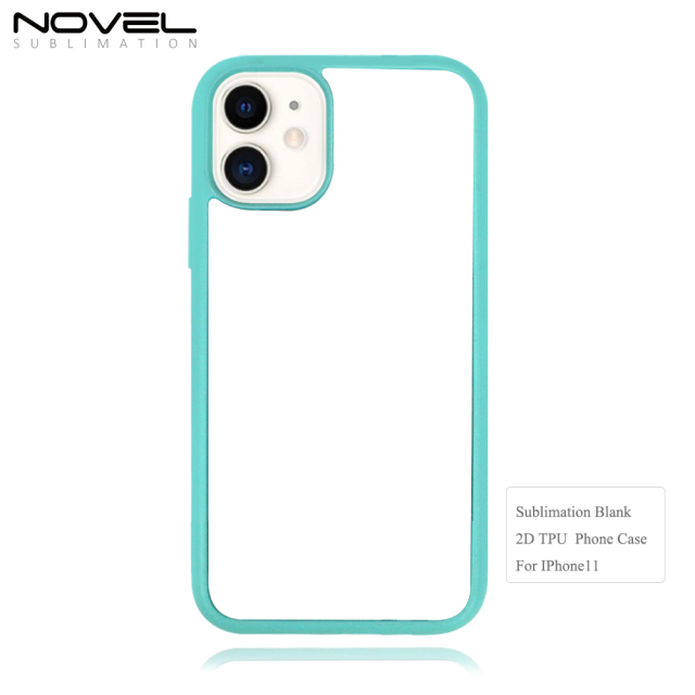 For iPhone 11 Pro Max Sublimation Blank Colorful  2D TPU Rubber Phone Case With Aluminum Sheet