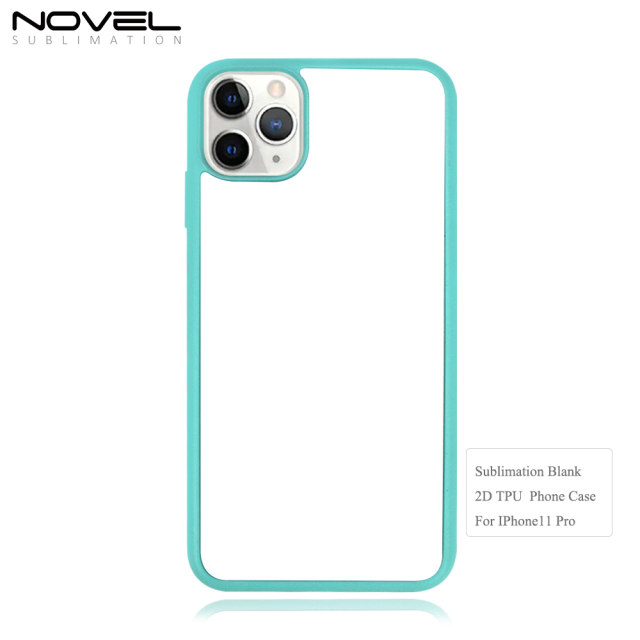 For iPhone 11 Pro Max Sublimation Blank Colorful  2D TPU Rubber Phone Case With Aluminum Sheet