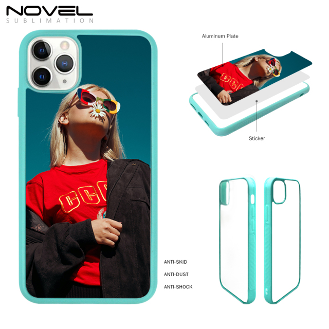 For iPhone 11 Pro Max Sublimation Blank Colorful  2D TPU Rubber Phone Case With Aluminum Sheet