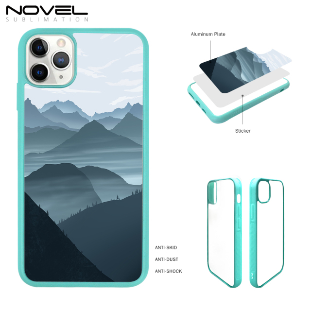 For iPhone 11 Pro Sublimation Colorful Blank 2D TPU Rubber Phone Case With Anti-slip Sides