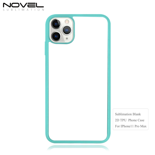 For iPhone 11 Pro Sublimation Colorful Blank 2D TPU Rubber Phone Case With Anti-slip Sides