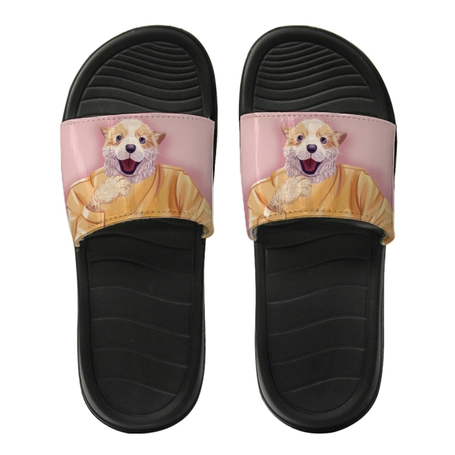 Sublimation Summer One-piece PU Leather Slipper For Women/ Man/ Kids