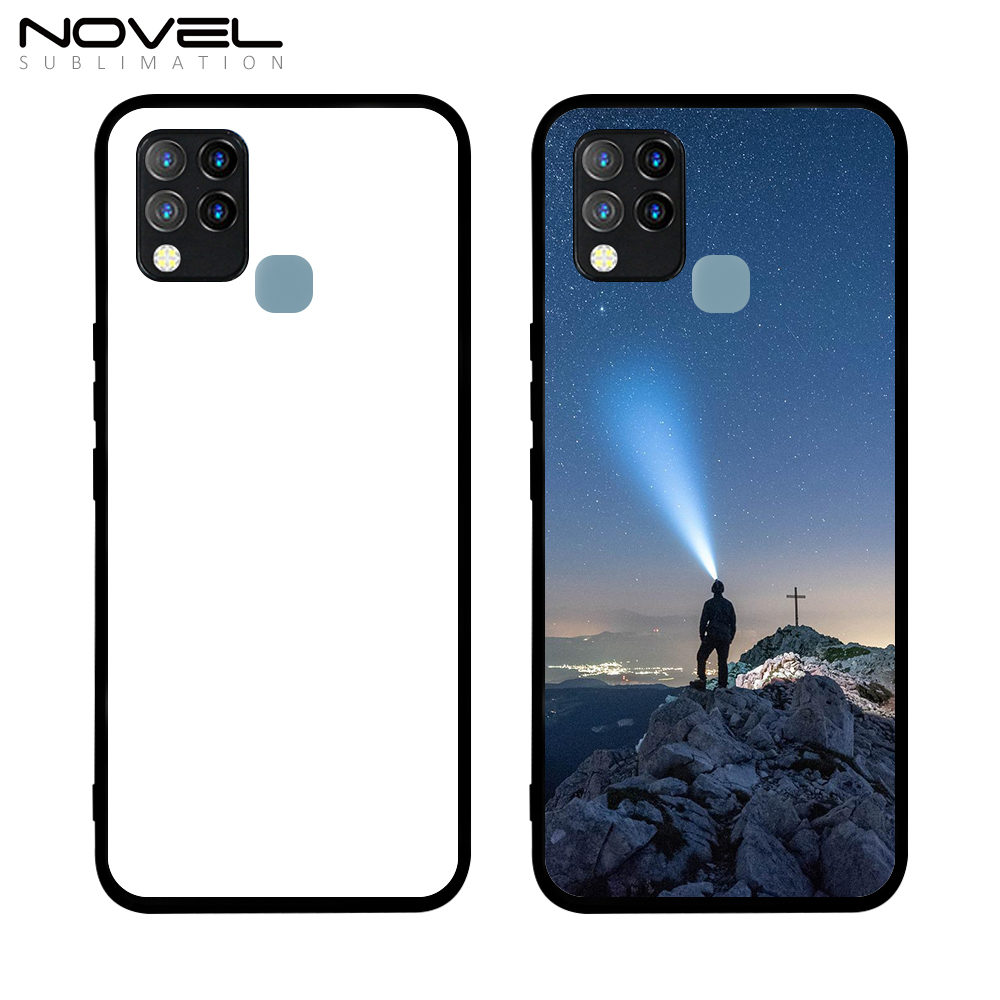 Smooth Sides！For Infinix Hot 10s Series Sublimation Blank Soft Rubber Sides 2D TPU Silicone Phone Case With Metal Insert