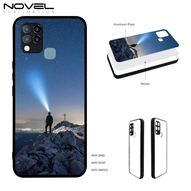 Smooth Sides！For Infinix Hot 10s Series Sublimation Blank Soft Rubber Sides 2D TPU Silicone Phone Case With Metal Insert