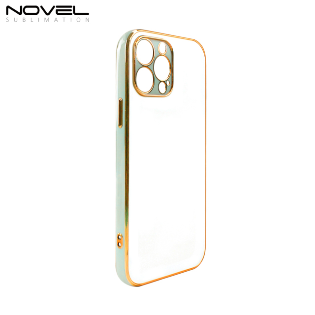 For iPhone 7/8/XR/XS Max/11/12/13 Pro Max Series With Tempered Glass Insert Colorful Galvanized Electroplated Soft Smooth Side Sublimation Phone Case