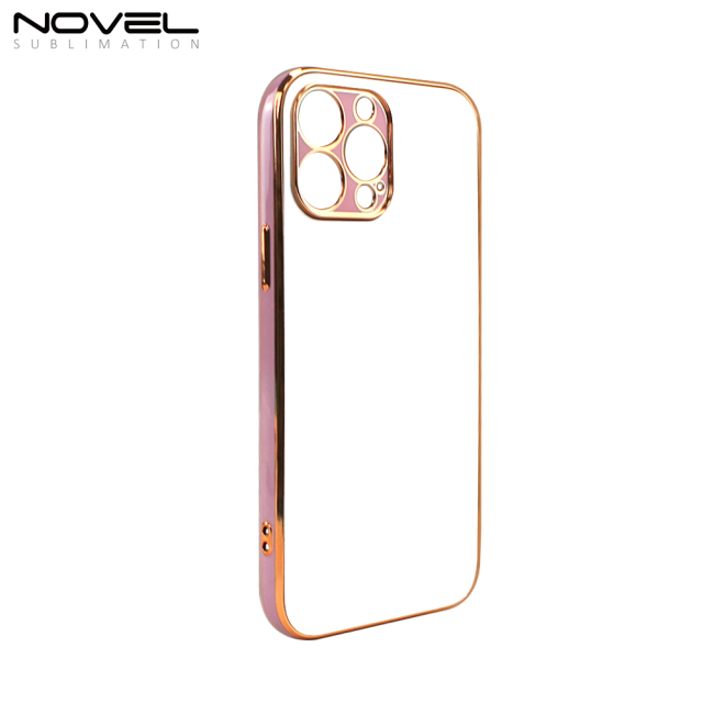 For iPhone 7/8/XR/XS Max/11/12/13 Pro Max Series With Tempered Glass Insert Colorful Galvanized Electroplated Soft Smooth Side Sublimation Phone Case