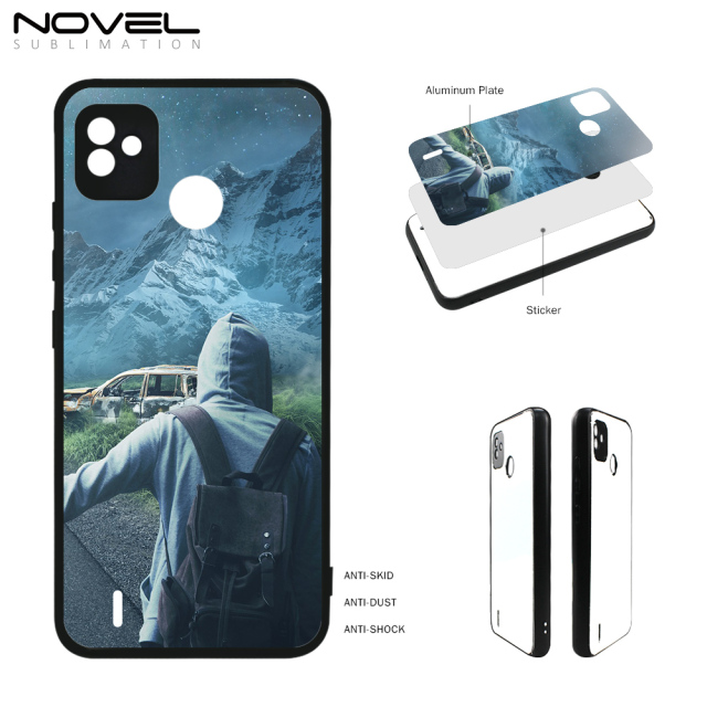 Smooth Sides!!! For Tecno Pop 5 Sublimation DIY 2D Soft Silicone TPU Phone Case Phone Shell With Aluminum Insert