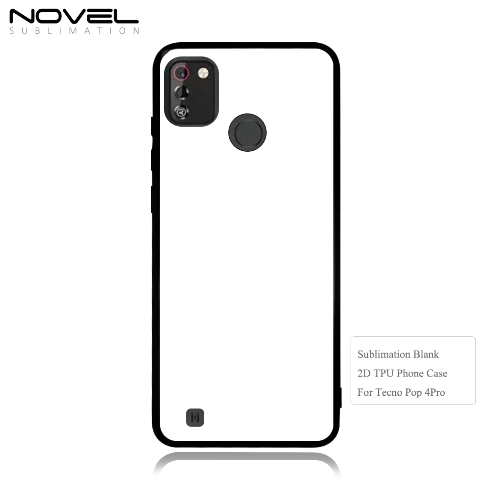 Smooth Sides!!! For Tecno Pop 4 Pro Sublimation Blank 2D TPU Phone Case With Aluminum Insert