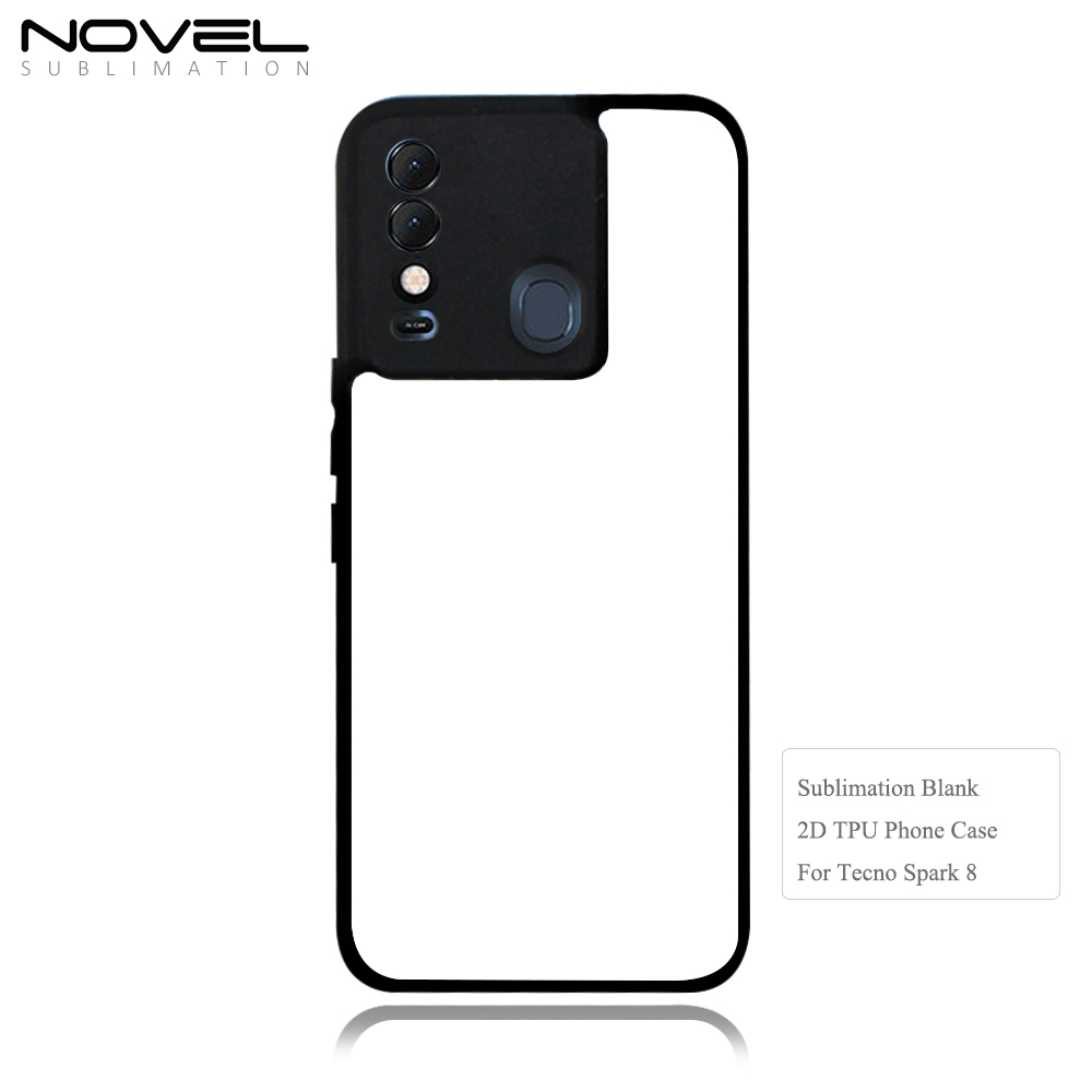 Smooth Sides!!! For Tecno Pop 4 Pro Sublimation Blank 2D TPU Phone Case With Aluminum Insert