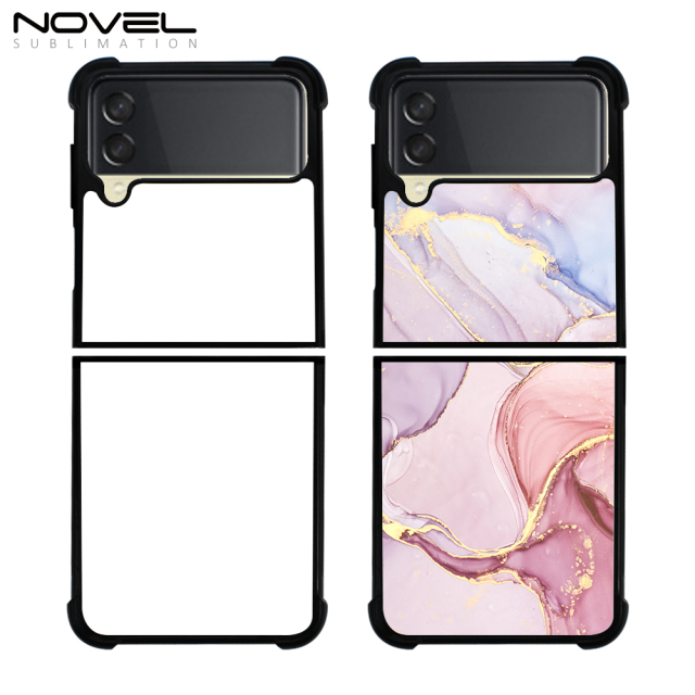 For Samsung Galaxy Z Flip 3 Sublimation Blank 2D TPU Phone Case Four Corner Anti-Drop DIY Phone Shell With Aluminum Insert