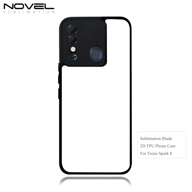 Smooth Sides!!! For Tecno Spark Series Spark 7pro/ Spark5 Air/ Spark 6/Spark 8 Sublimation 2D TPU Phone Case Soft Silicone Phone Shell With Aluminum Insert