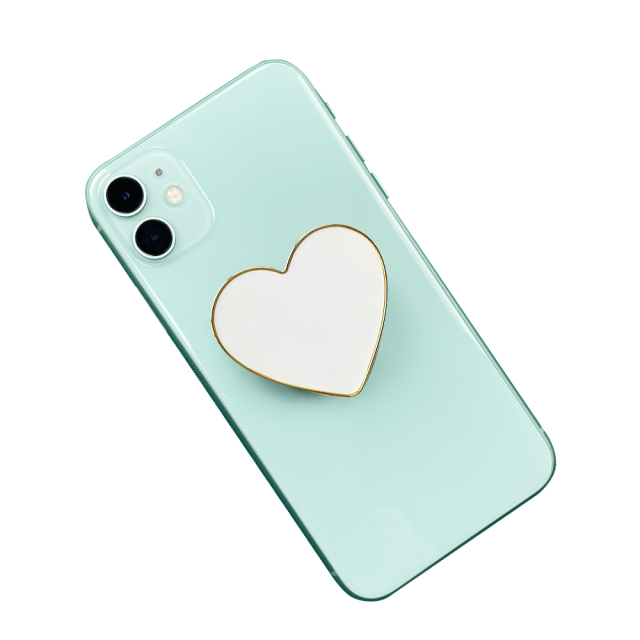 High Quality Colorful Sublimation Heart Shape Popsocket Electroplated Phone Stand Mobile Phone Holder With Aluminum Sheet