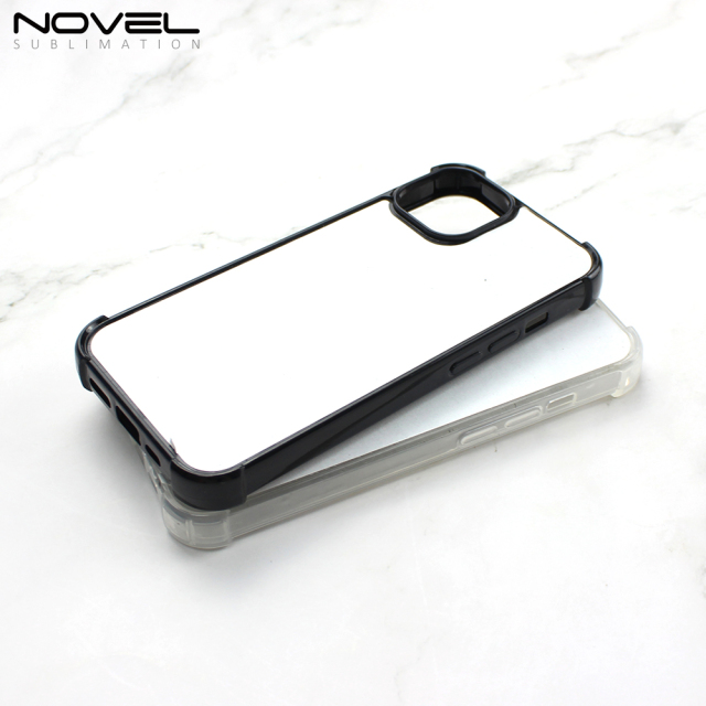 For iPhone 14 13 12 11 Series Sublimation  2D TPU Case with Four Corner Anti-drop Rubber Phone Cover With Aluminum Sheet