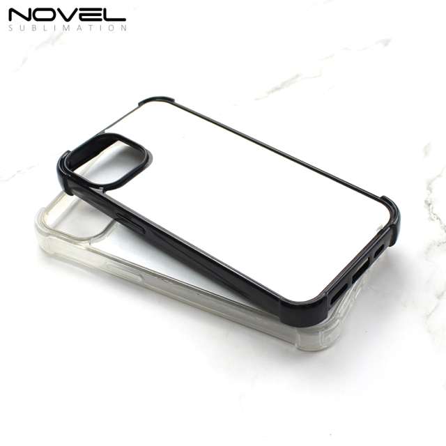 For iPhone 14 13 12 11 Series Sublimation  2D TPU Case with Four Corner Anti-drop Rubber Phone Cover With Aluminum Sheet