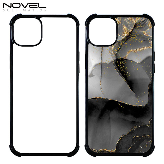 For iPhone 14 13 12 11 Series Sublimation  2D TPU Case with Four Corner Anti-drop Rubber Phone Cover With Aluminum Sheet