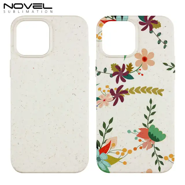 For iPhone 14 Series 13 12 11 XR X XS Max 8 7 UV Printable Biodegradable Wheat Straw Mobile Phone Cases