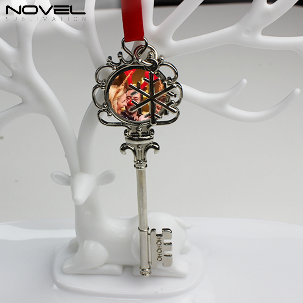 Sublimation Christmas Tree Decoration Metal Xmas Ornament - Key Shape