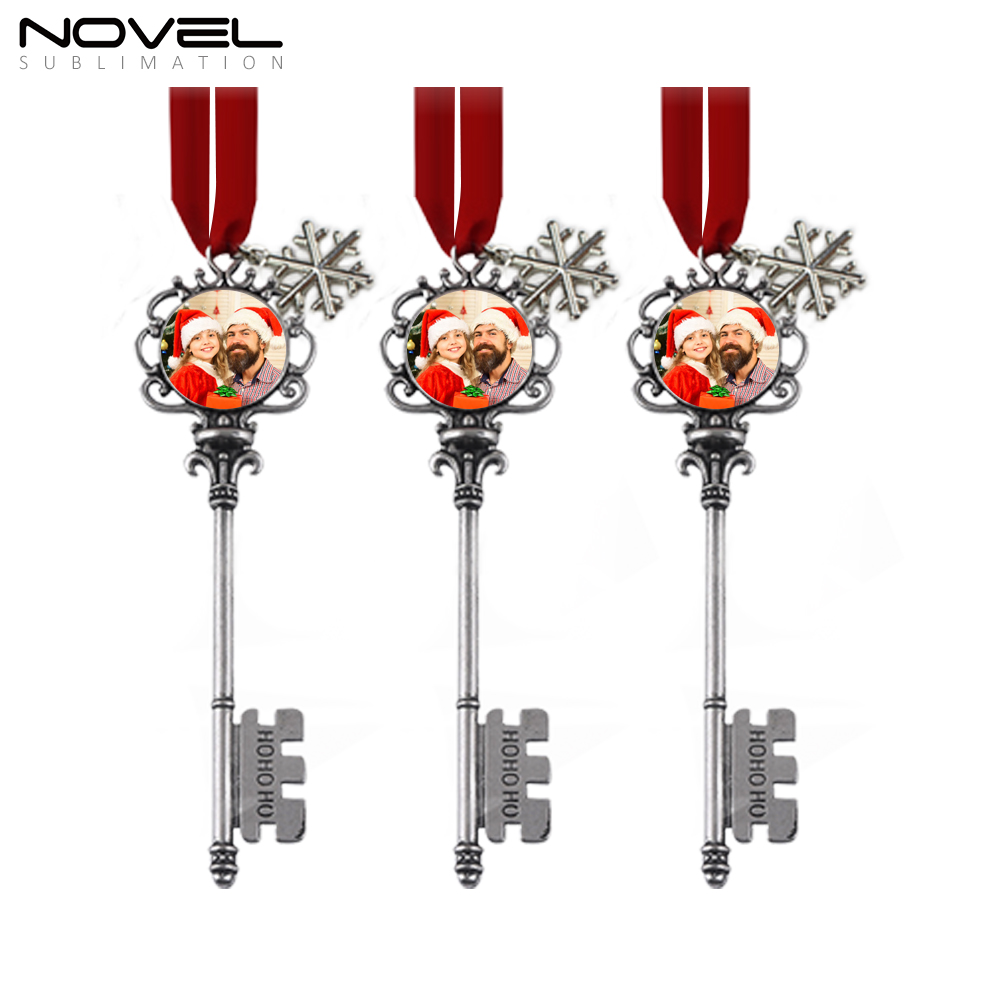 Sublimation Christmas Tree Decoration Metal Xmas Ornament - Key Shape