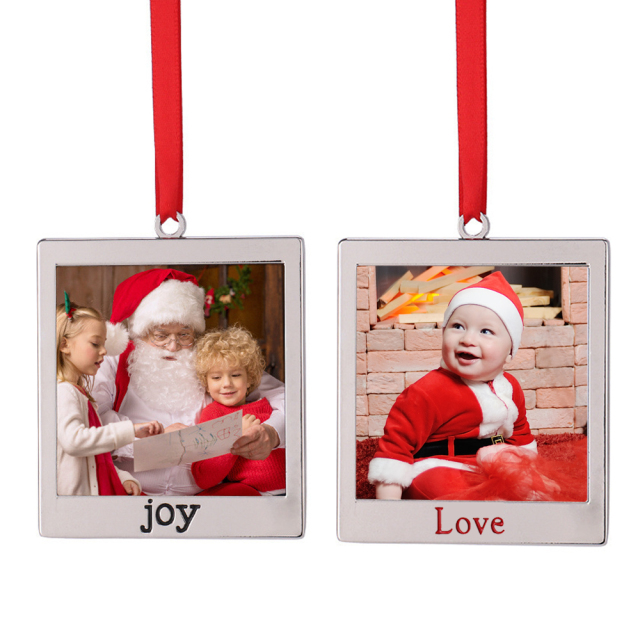 Sublimation Blank Square Metal Xmas Ornament With Metal Insert