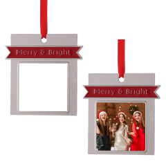 Sublimation Blank Metal Xmas Ornament Festive Decorations -Merry & Bright