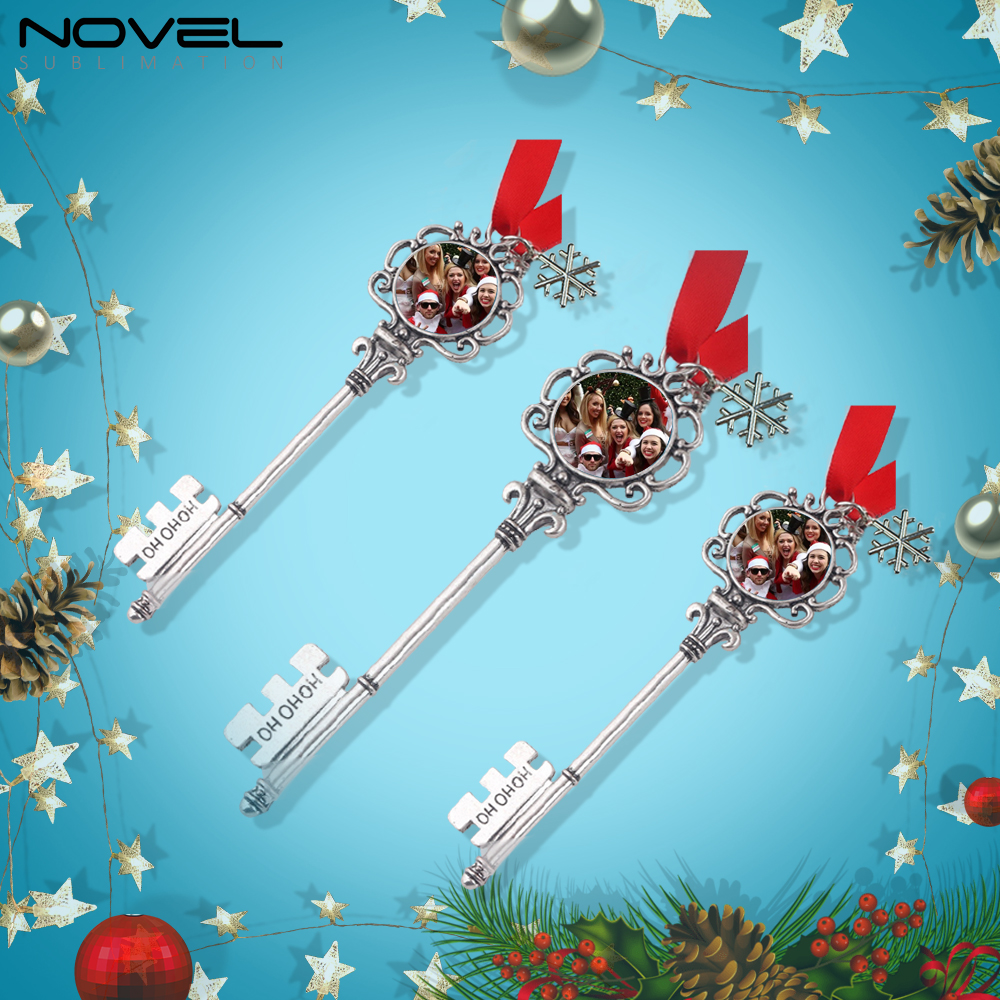 Sublimation Christmas Tree Decoration Metal Xmas Ornament - Key Shape