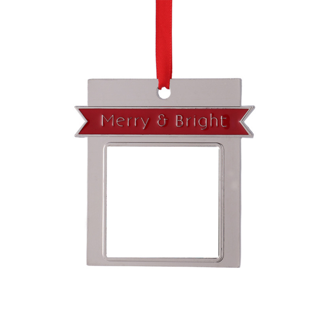 Sublimation Blank Metal Xmas Ornament Festive Decorations -Merry & Bright