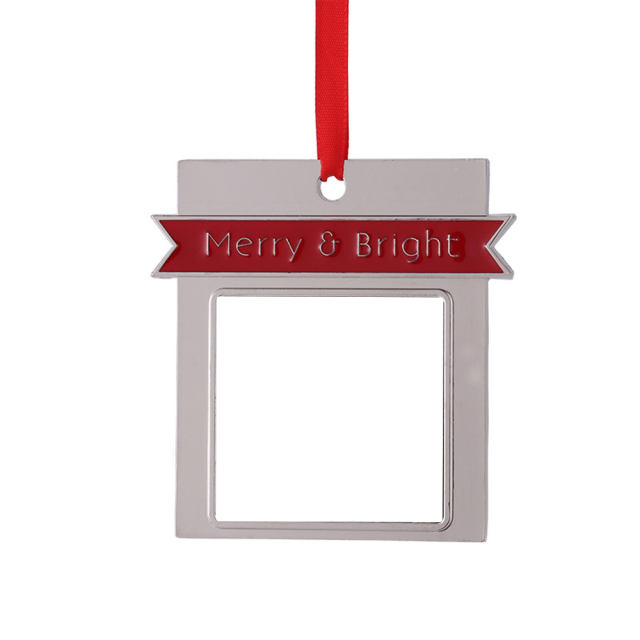 Sublimation Blank Metal Xmas Ornament Festive Decorations -Merry &amp; Bright