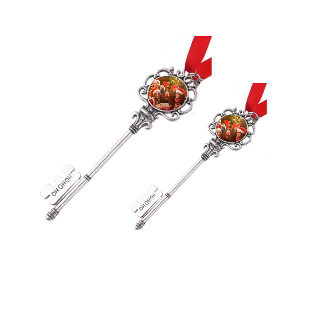 Sublimation Christmas Tree Decoration Metal Xmas Ornament - Key Shape