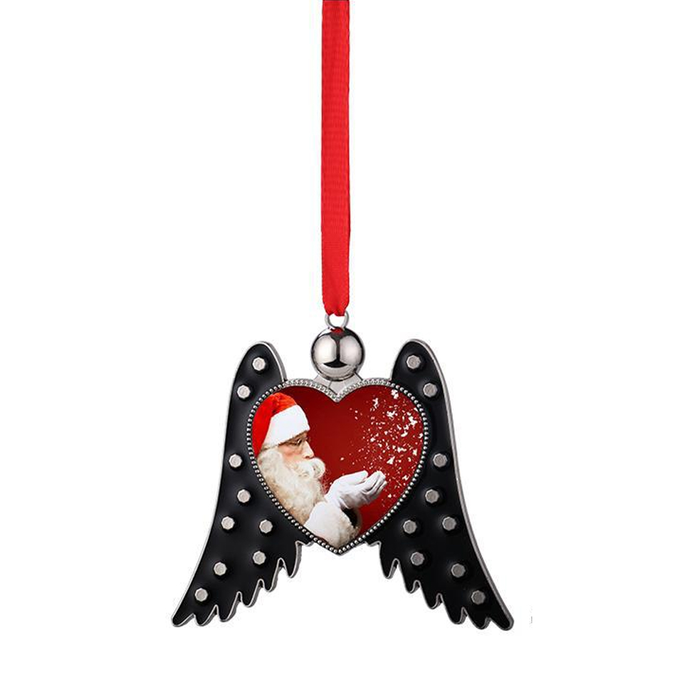 Sublimation Blank Metal Xmas Ornament DIY Tree Decotation - Black & Pink Wings