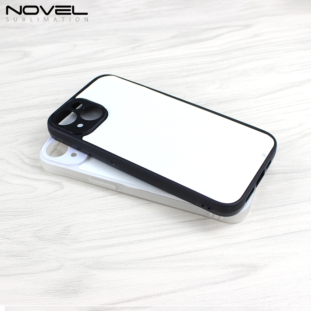 Fine Hole For iPhone 14 Series Sublimation Blank 2D TPU Phone Case With Metal Insert