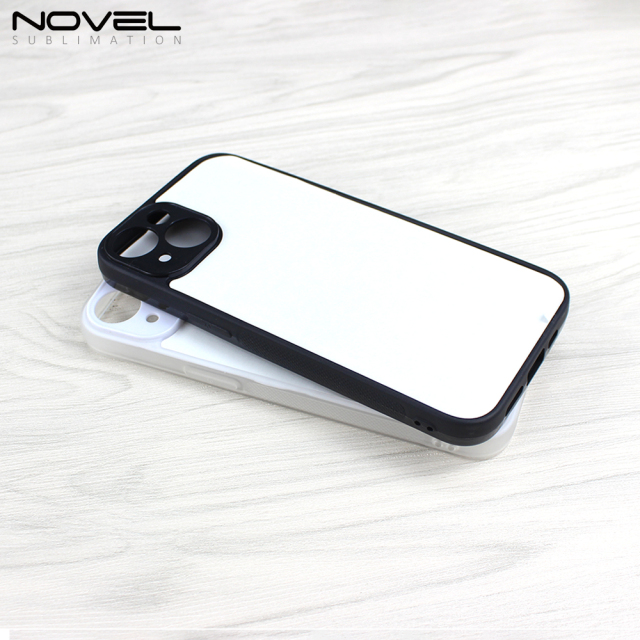 For iPhone 14 Series Sublimation Blank 2D TPU Phone Case With Metal Insert