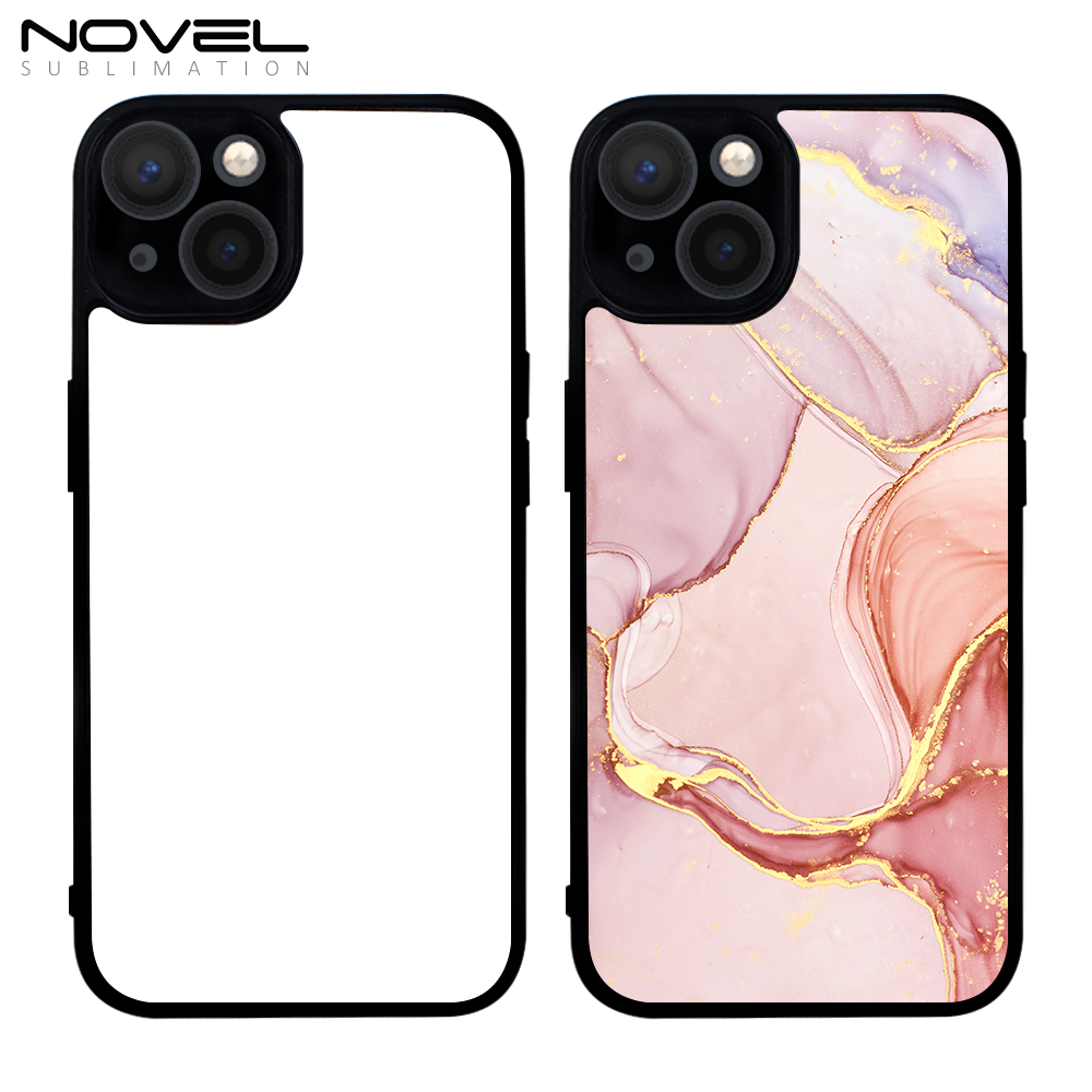 Fine Hole For iPhone 14 Series Sublimation Blank 2D TPU Phone Case With Metal Insert