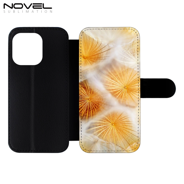 Sublimation Blank PU Leather Flip Phone Wallet Phone Case For iPhone 14 Pro Max Soft TPU Inside