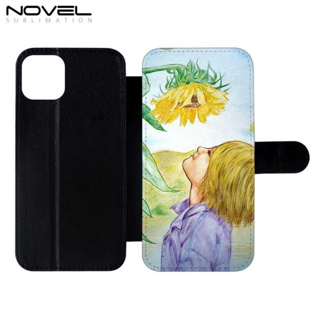 Sublimation PU Leather Wallets Phone Case for iPhone 14 Series TPU Inside