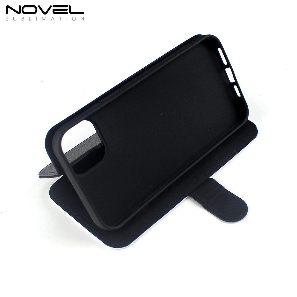 For iPhone 14 Plus Sublimation Blank PU Leather Wallet Phone Case Cover