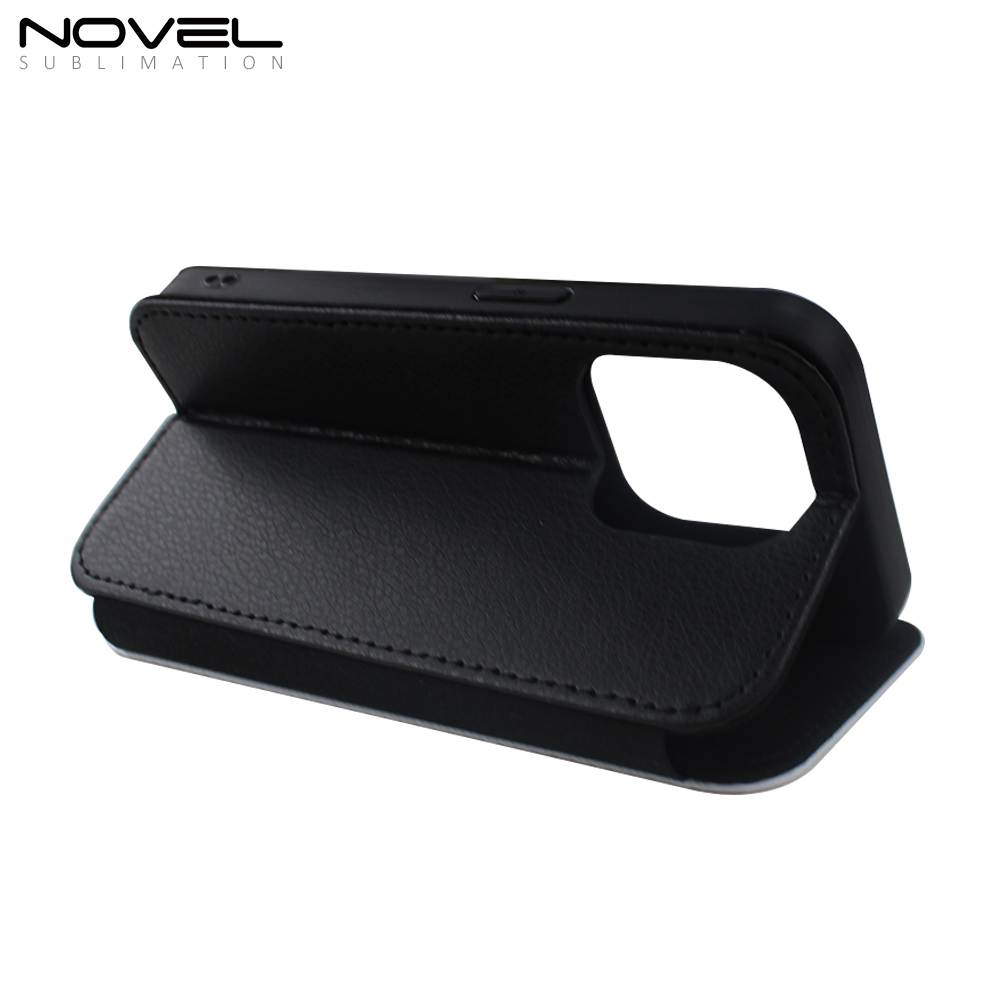 For iPhone 14 Pro Customizd PU Leather Wallet Phone Case For Sublimation Printing