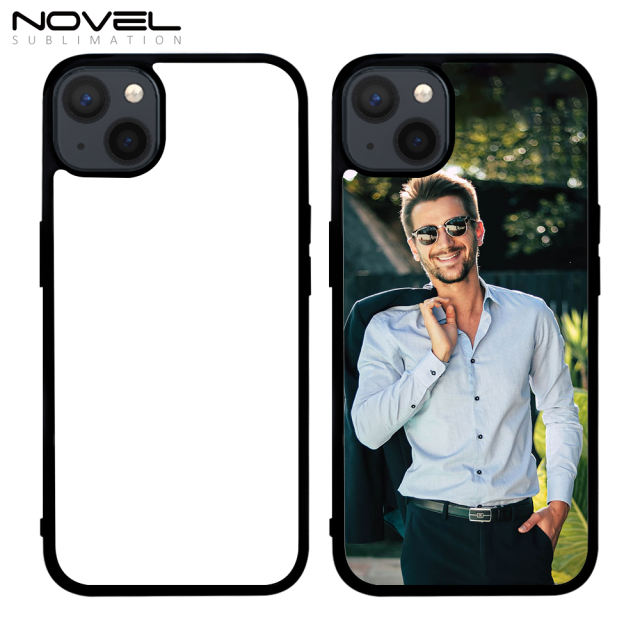 For iPhone 14 Series Big Hole Sublimation 2D TPU Phone Case With Metal Insert